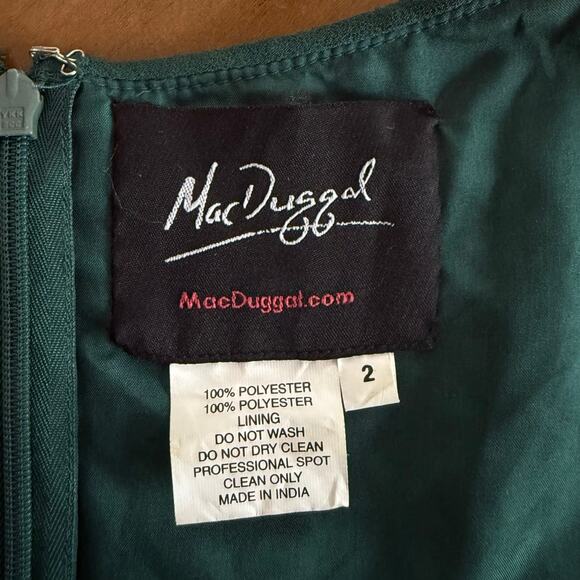 Mac Duggal Midi Sheath Dress Sleeveless High Neck Beaded Sequin Green Size 2 - Picture 4 of 15